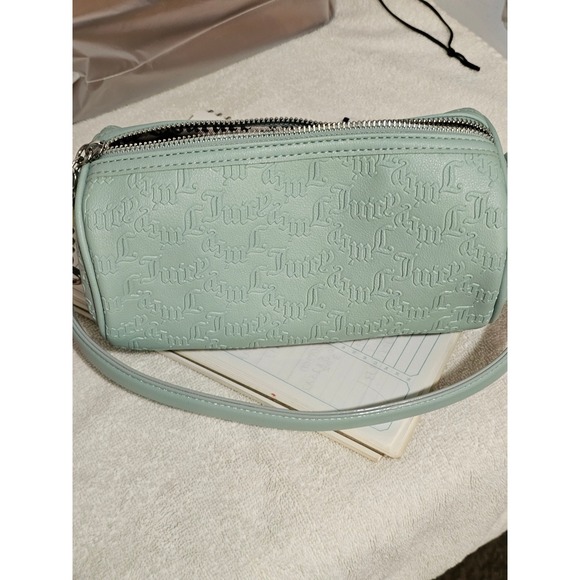 Juicy Couture Embossed Monogram Crossbody Bag Mint‎ Green w/ Rhinestone Logo - Picture 3 of 4